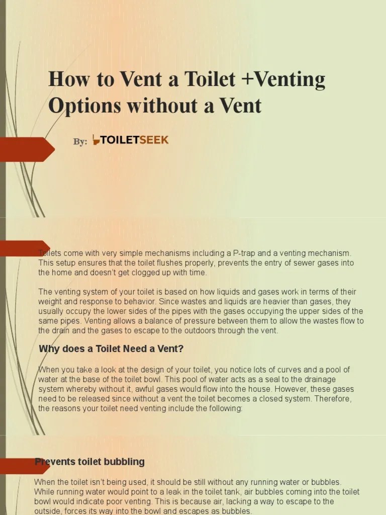 How To Vent A Toilet +venting Options Without A Vent PDF Plumbing