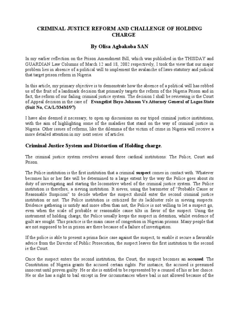 Criminal Justice Reform Article Bail Criminal Justice Free 30day