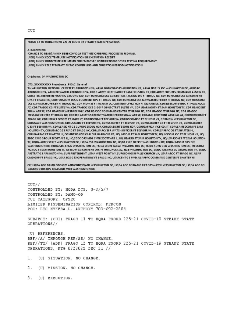 Frago 13 Hqda Exord 22521 Covid19 Steady State Operations Download