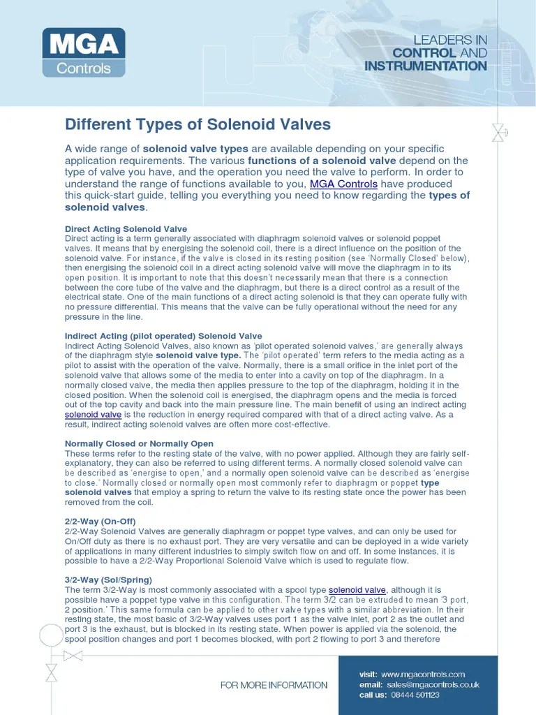Different Types of Solenoid Valves | PDF | Valve | Gas Technologies