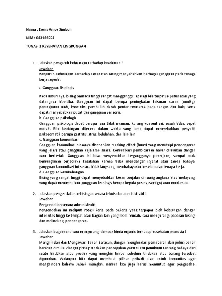 Tugas 2 KESEHATAN LINGKUNGAN | PDF