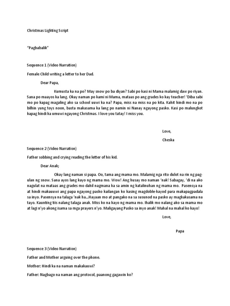 Christmas Lighting Script PDF