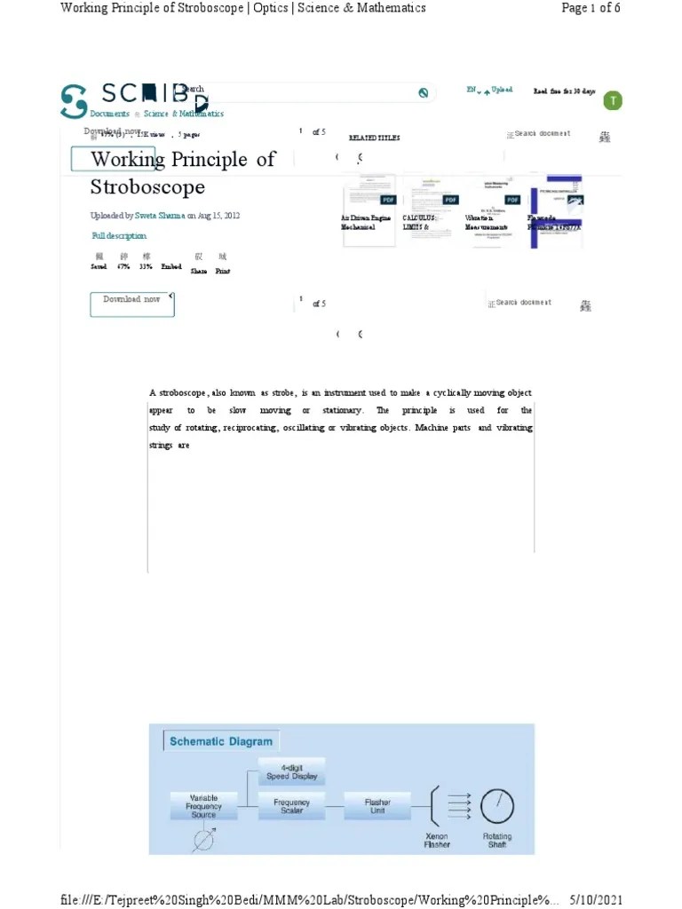 Working Principle of Stroboscope Download Now PDF Scribd Computing