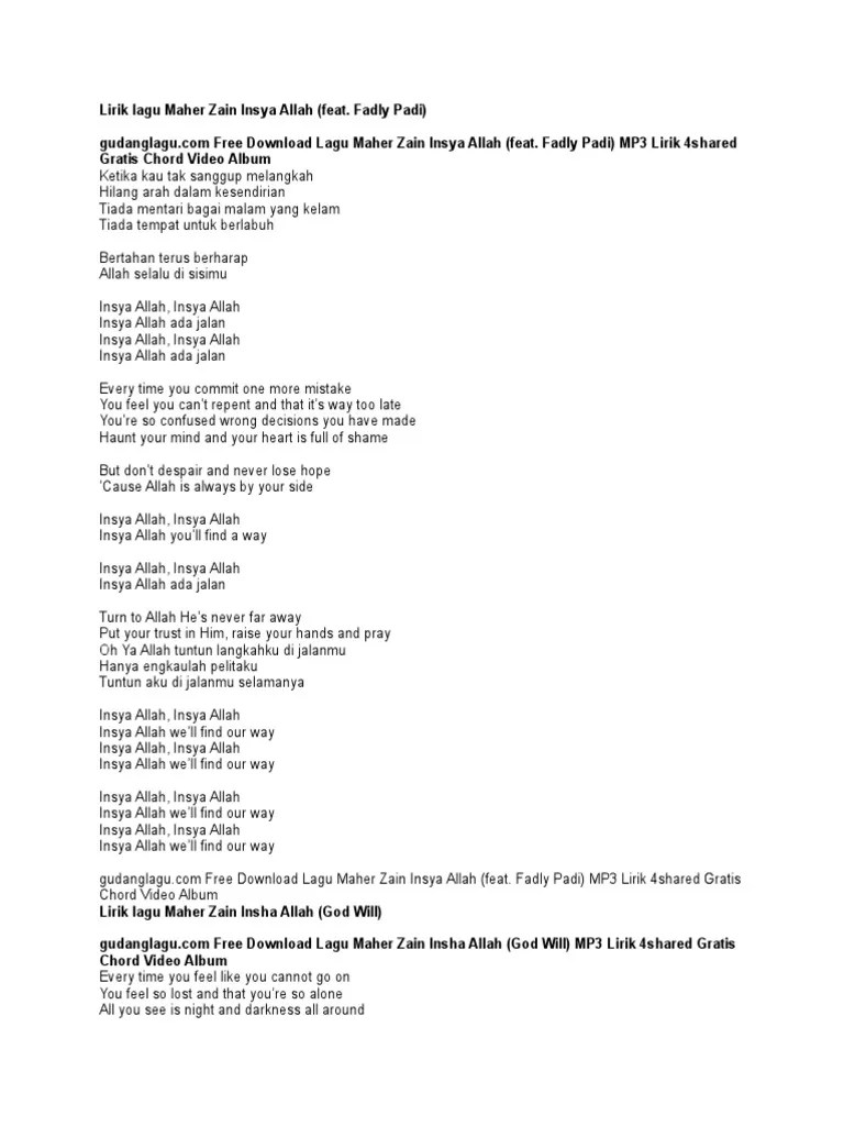 Lagu Insya Allah Versi Inggris – Python