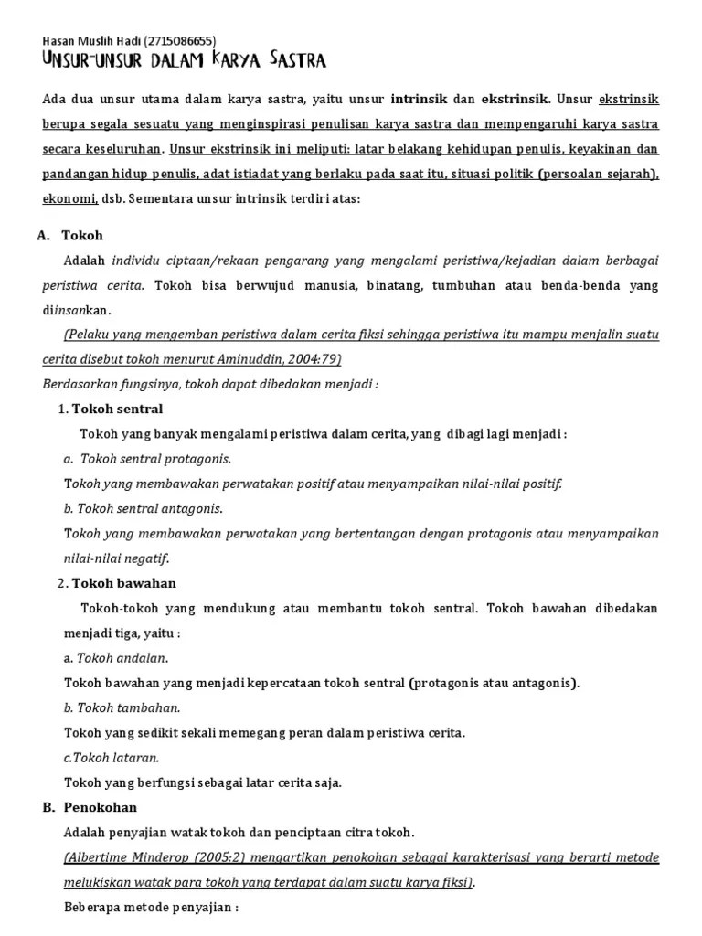 Unsur-Unsur Dalam Karya Sastra | PDF