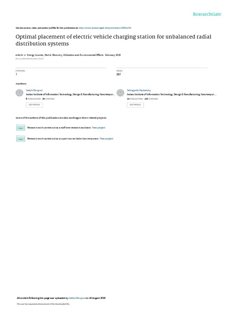 Optimal Placement of Electric Vehicle Charging Station For Unbalanced