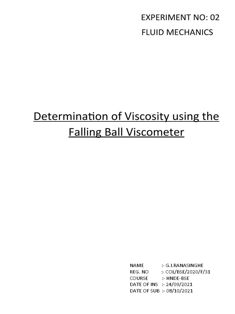 Determination of Viscosity Using The Falling Ball 2 PDF