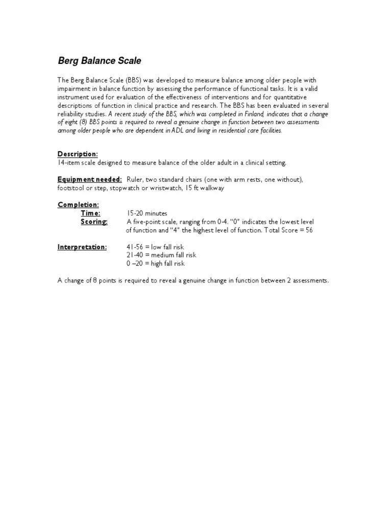 Assessing Balance and Fall Risk in Older Adults An Overview of the