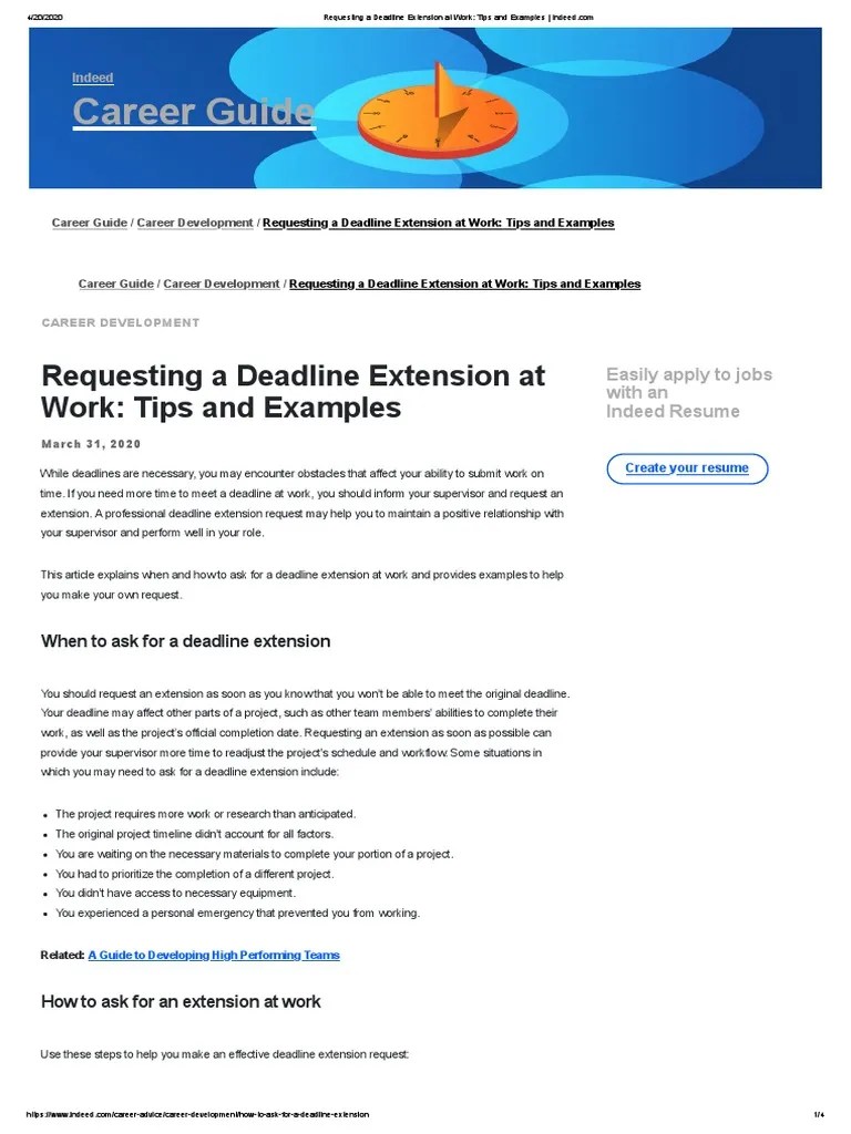 Requesting A Deadline Extension at Work Tips and Examples PDF Reason