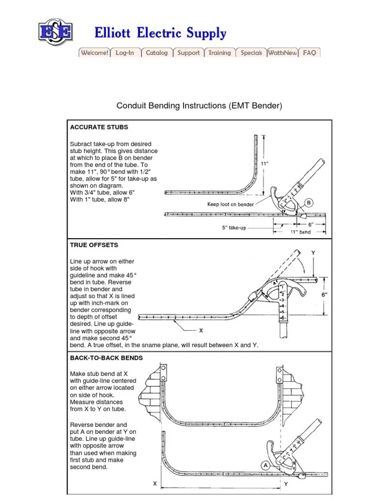 EMT Conduit Bending Guide Elliott Electric Supply