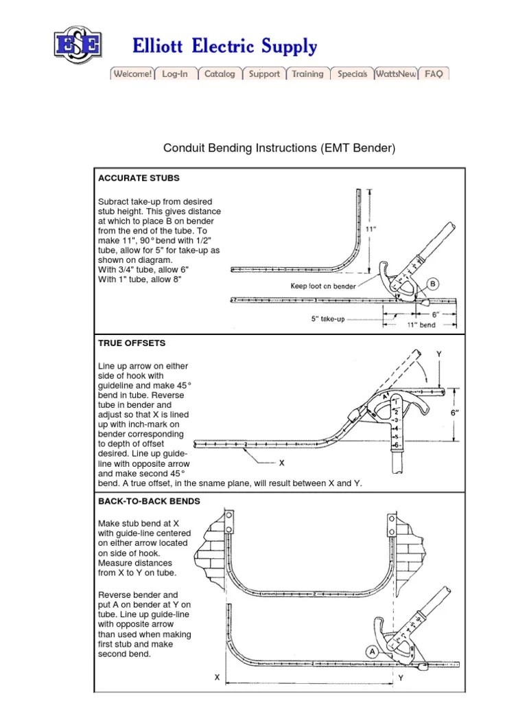 EMT Conduit Bending Guide - Elliott Electric Supply