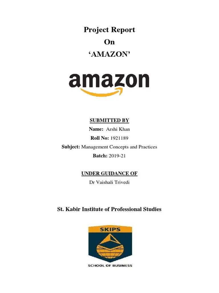 Project Report On Amazon Compress PDF Strategic Management Amazon