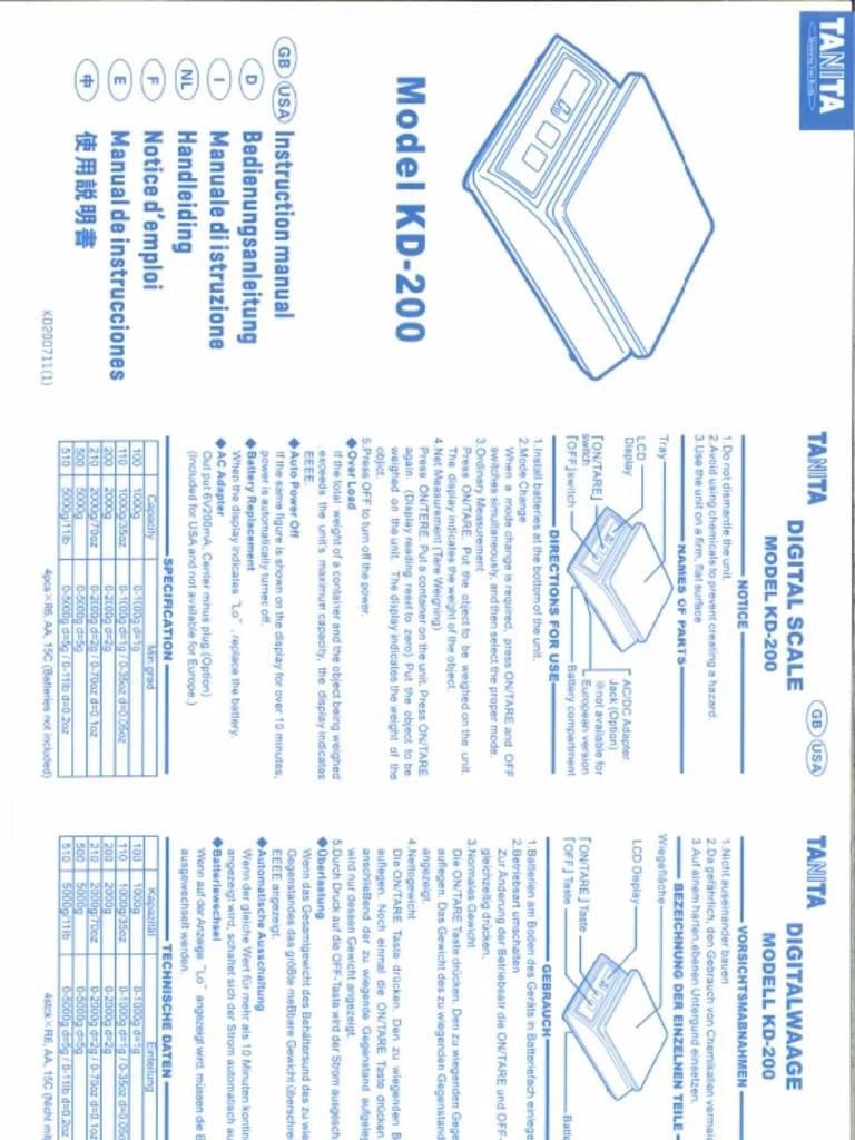 Tanita User Manual | PDF