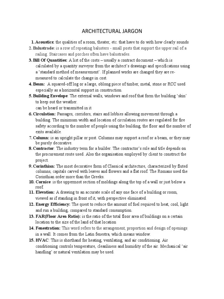 Architectural Jargon