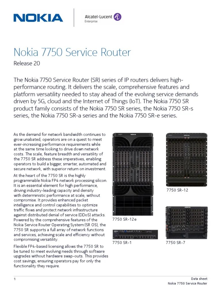 1 Data Sheet Nokia 7750 Service Router | PDF | Networking