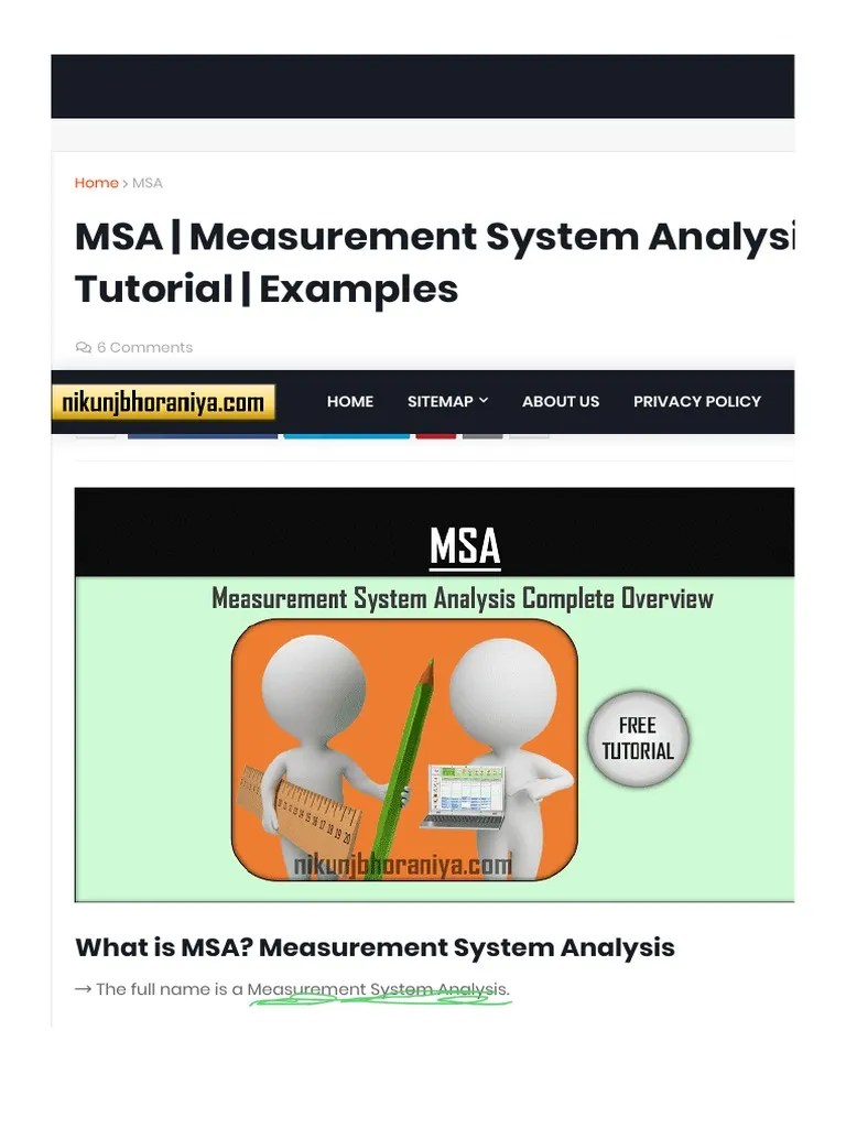MSA Measurement System Analysis Tutorial Examples PDF