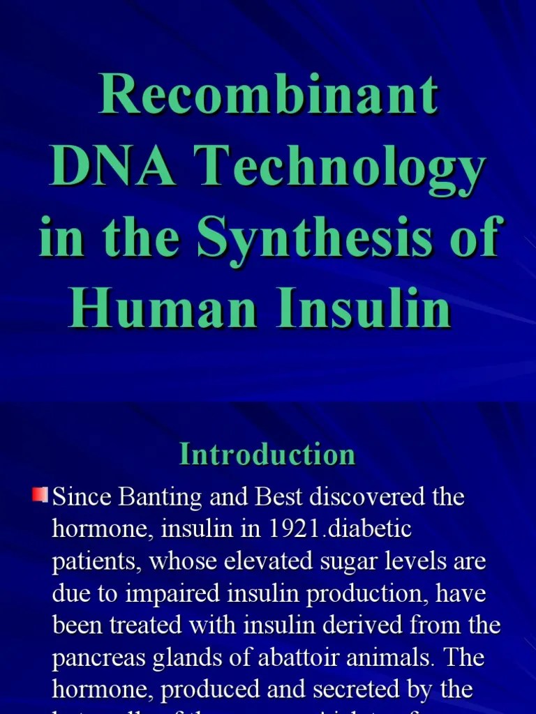DNA Technology in The Synthesis of Human Insulin PDF