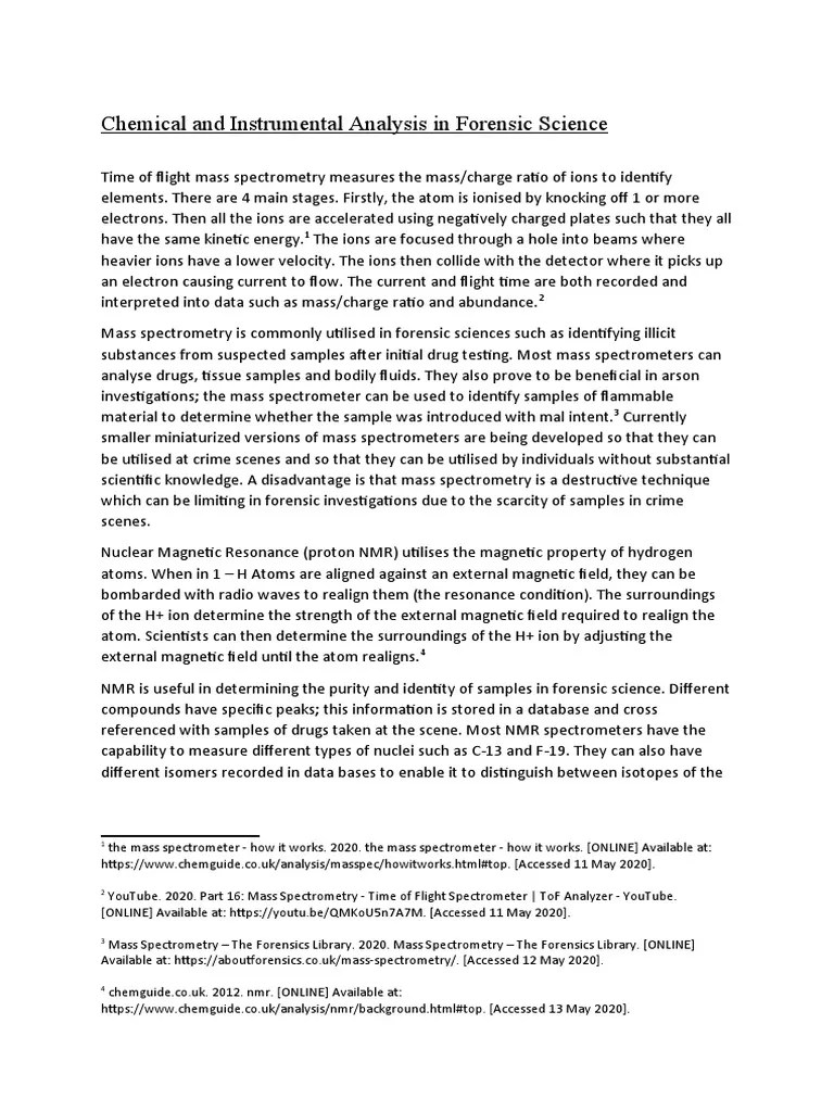 Chemical and Instrumental Analysis in Forensic Science PDF Mass