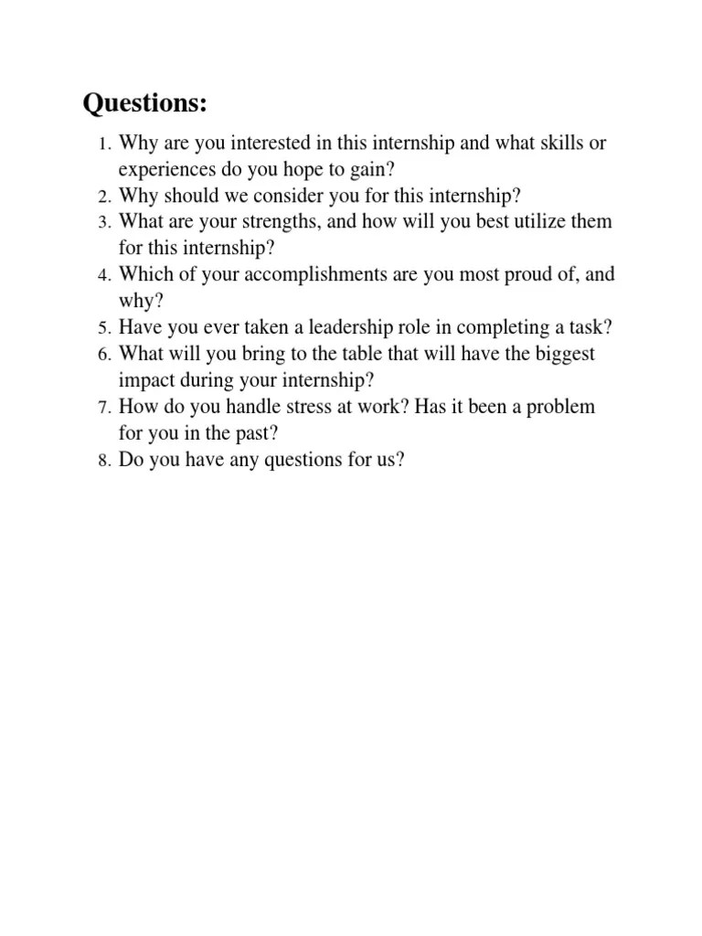 Internship Question PDF