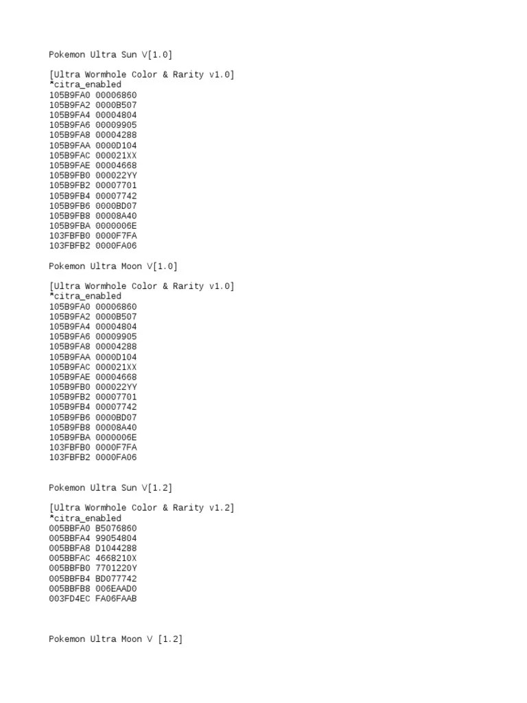 Pokemon Ultra Sun and Ultra Moon All Best Cheats PDF Nintendo Franchises Pokémon