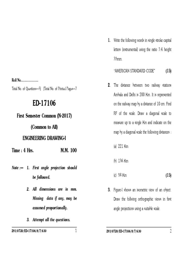 Drawing Question Paper PDF Geometry