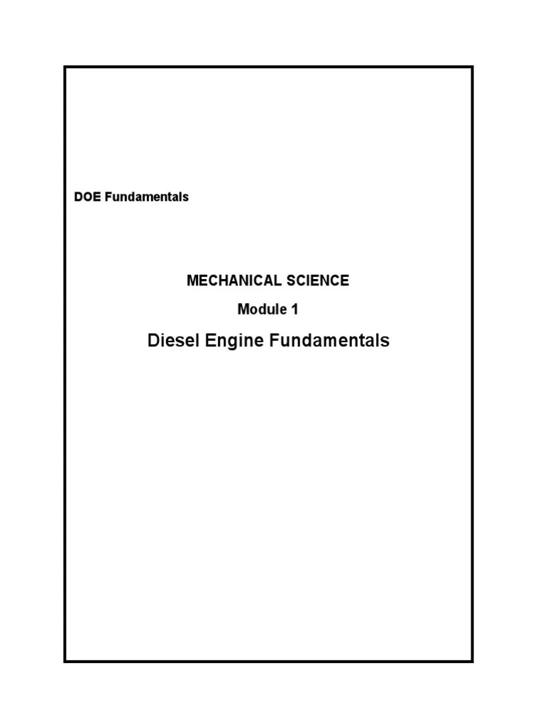1MSModule 1Diesel Engine Fundamentals PDF Diesel Engine Engines