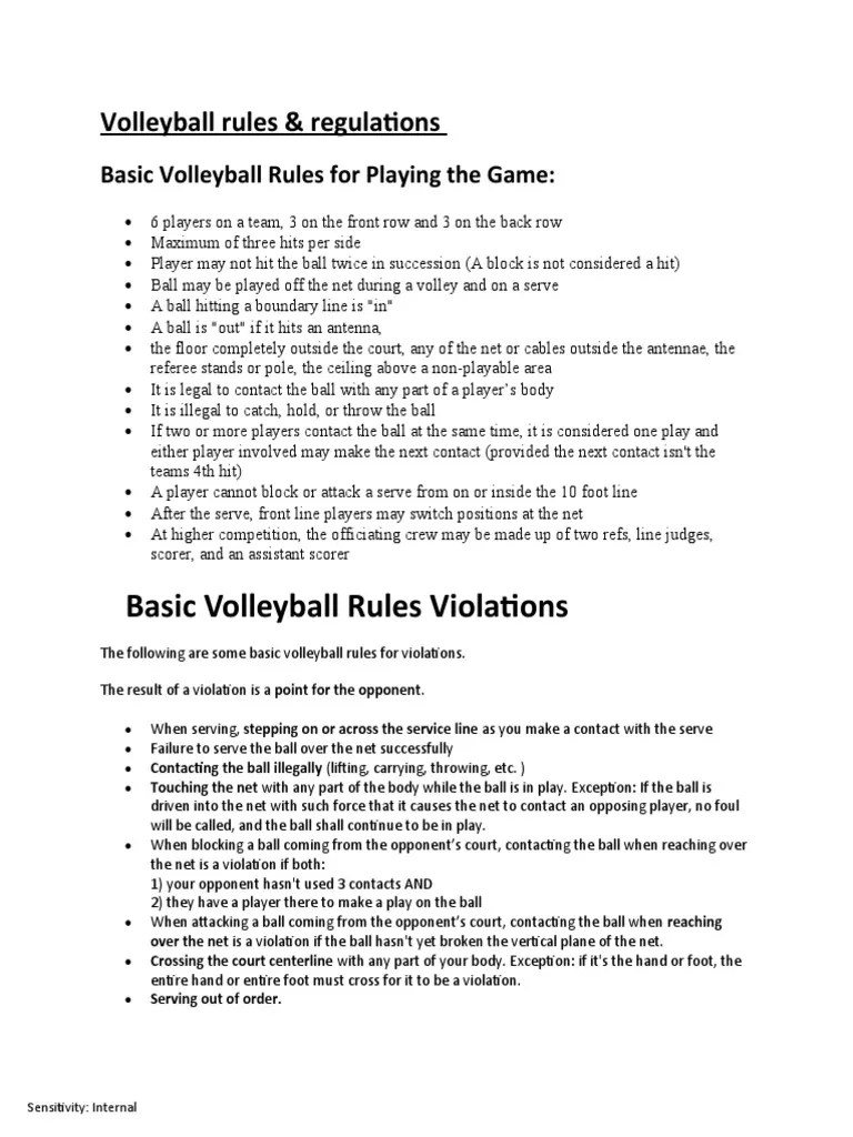 Volleyball Rules PDF Volleyball Athletic Sports
