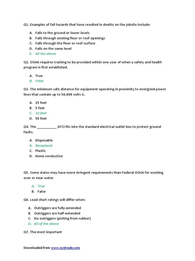 Osha 30 Answer SHPFRQ | PDF | Occupational Safety And Health