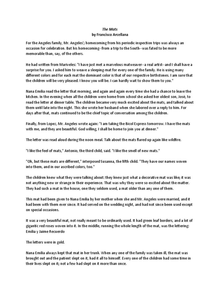 By Francisco Arcellana The Mats PDF