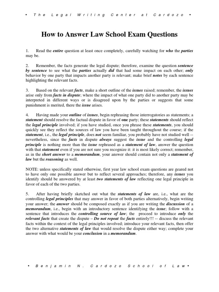 How to Answer Law School Exam Questions 2010 Offer And Acceptance