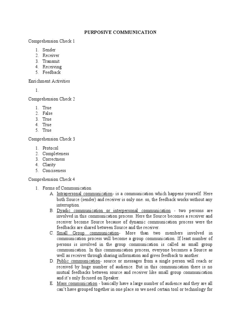 Purposive Communication Answer Key | PDF | Communication | Popular