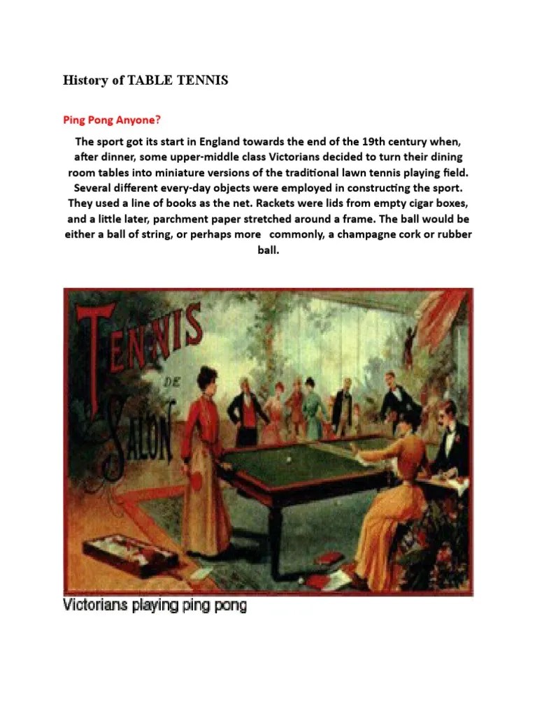 History of TABLE TENNIS PDF Table Tennis Sports
