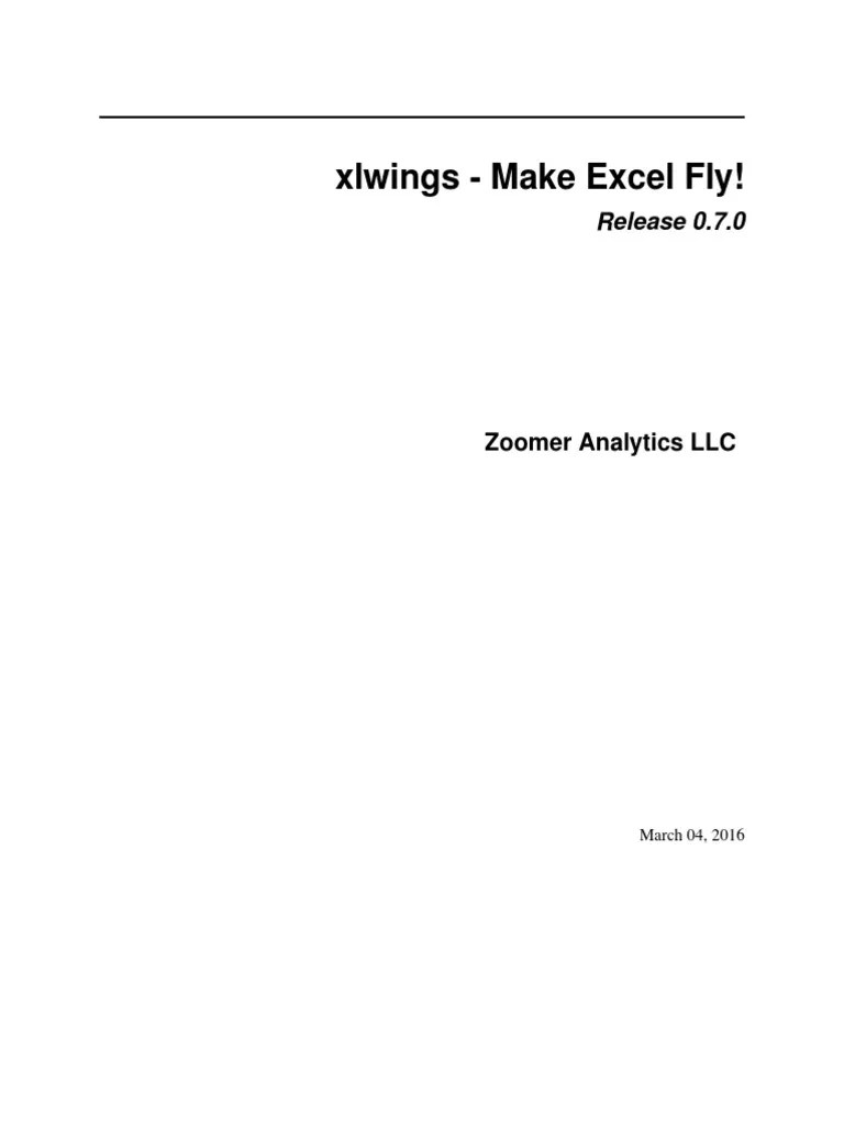 Xlwings Make Excel Fly! (PDFDrive) PDF Microsoft Excel Visual