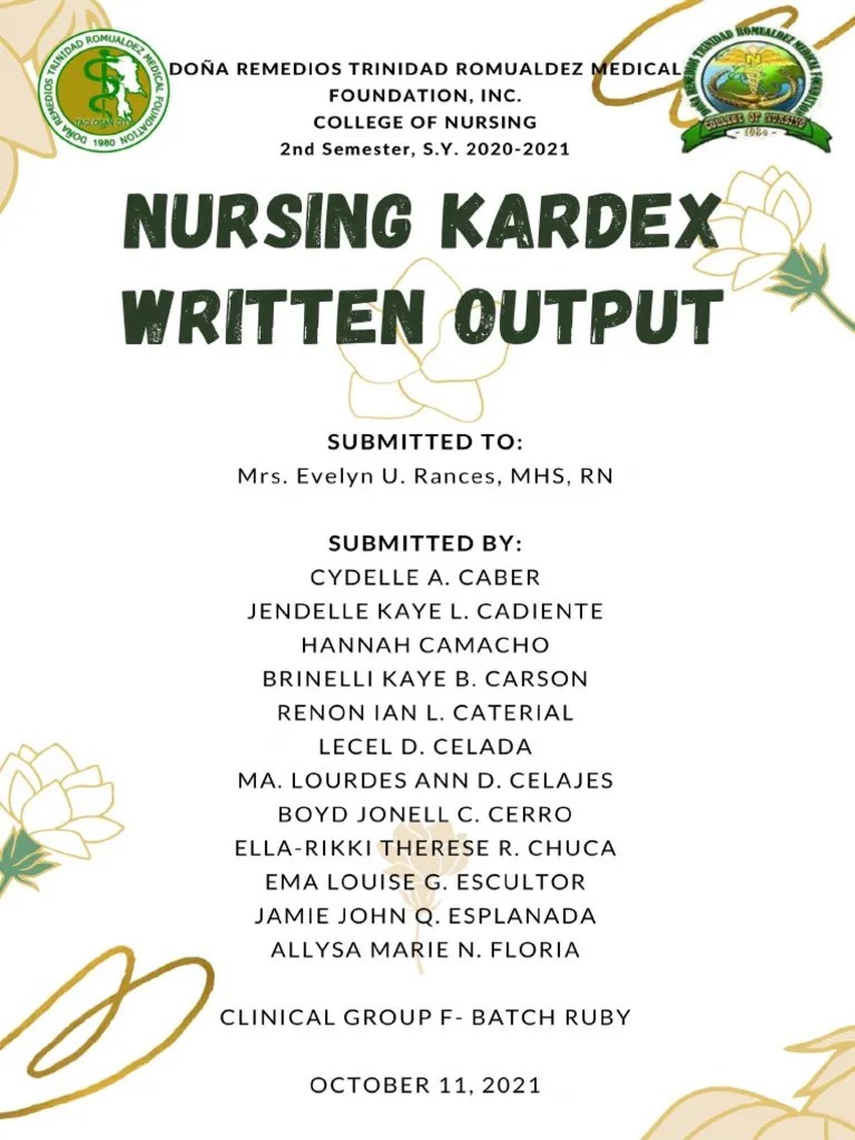 Group F Nursing Kardex Written Output PDF Medical Diagnosis Nursing