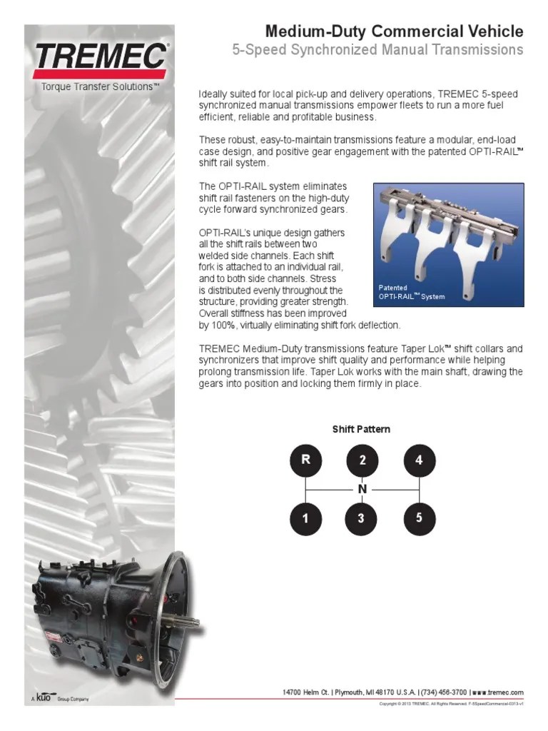 MediumDuty Commercial Vehicle 5Speed Synchronized Manual