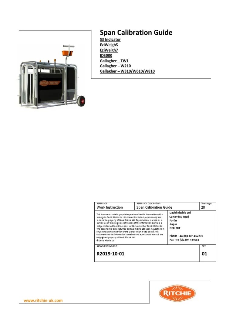 Span Calibration Guide Client Document Number PDF Calibration Weight