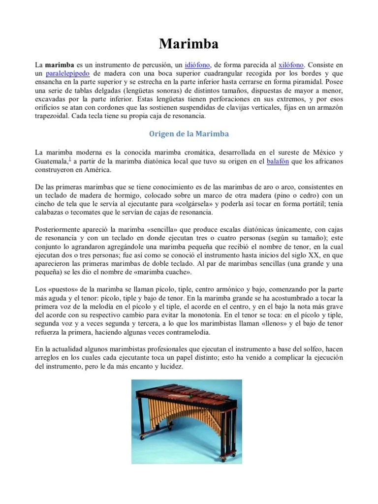La Marimba y Sus Partes Instrumentos musicales Tecnología musical