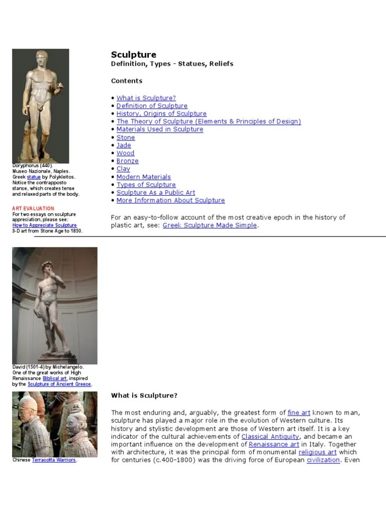 Sculpture Definition, Types Statues, Reliefs PDF Sculpture Relief
