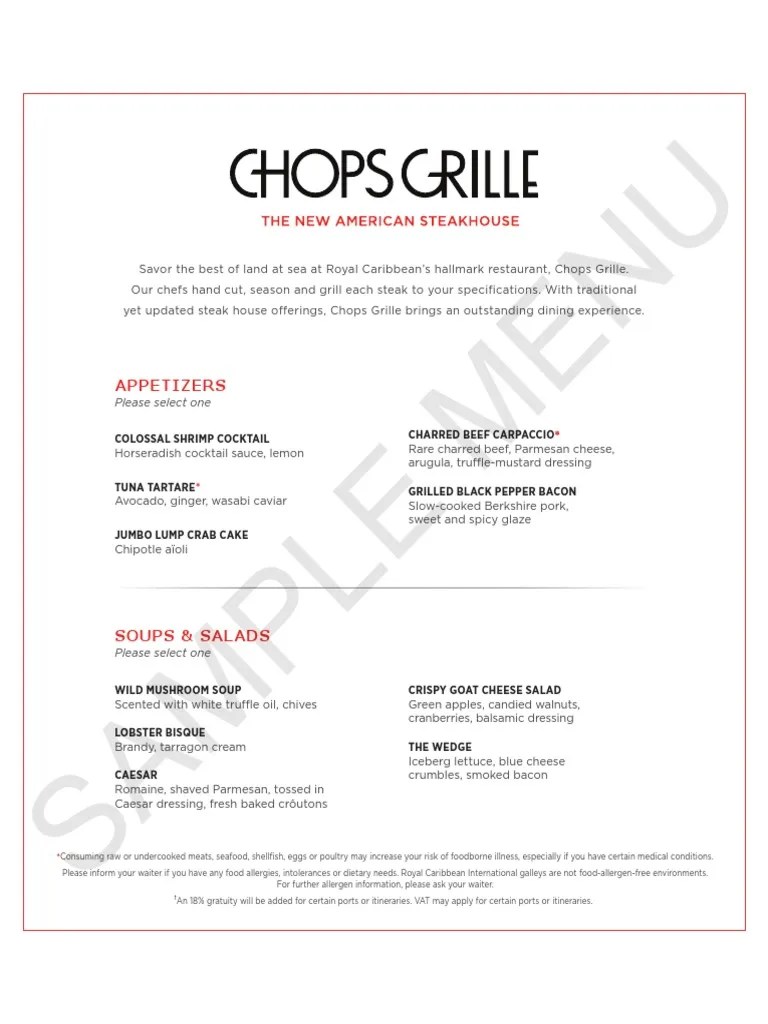 Chops Grille Menu Sample PDF Salad Steak