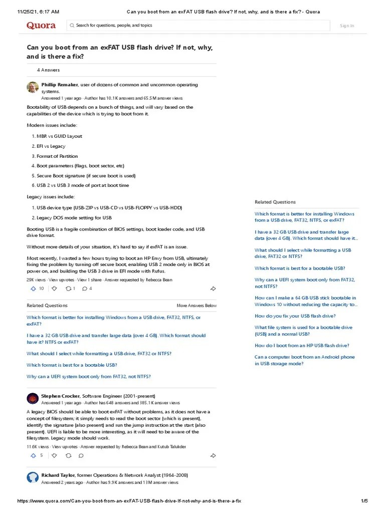 Can You Boot From An exFAT USB Flash Drive If Not, Why, and Is There