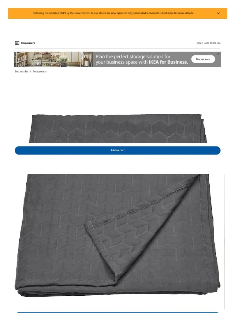KÖLAX Bedspread, Grey, 230x250 CM IKEA PDF Recycling Bedding