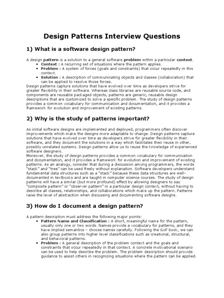 Design Patterns Interview Questions PDF Inheritance (Object