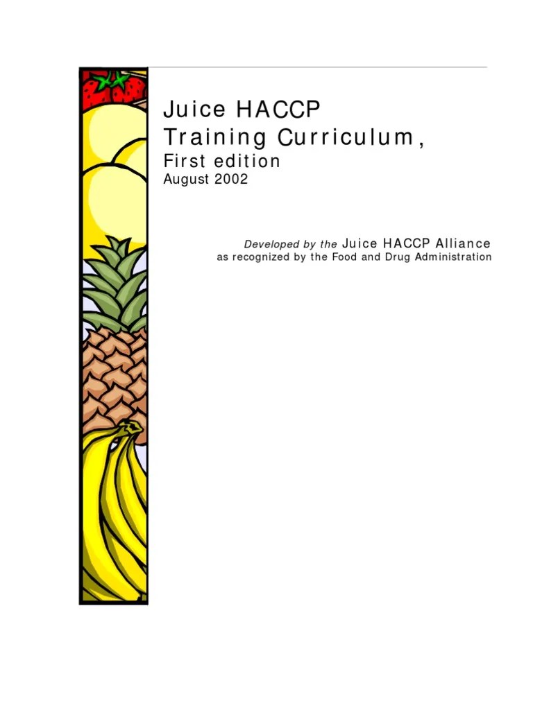 Juice HACCP First Edition PDF Hazard Analysis And Critical Control