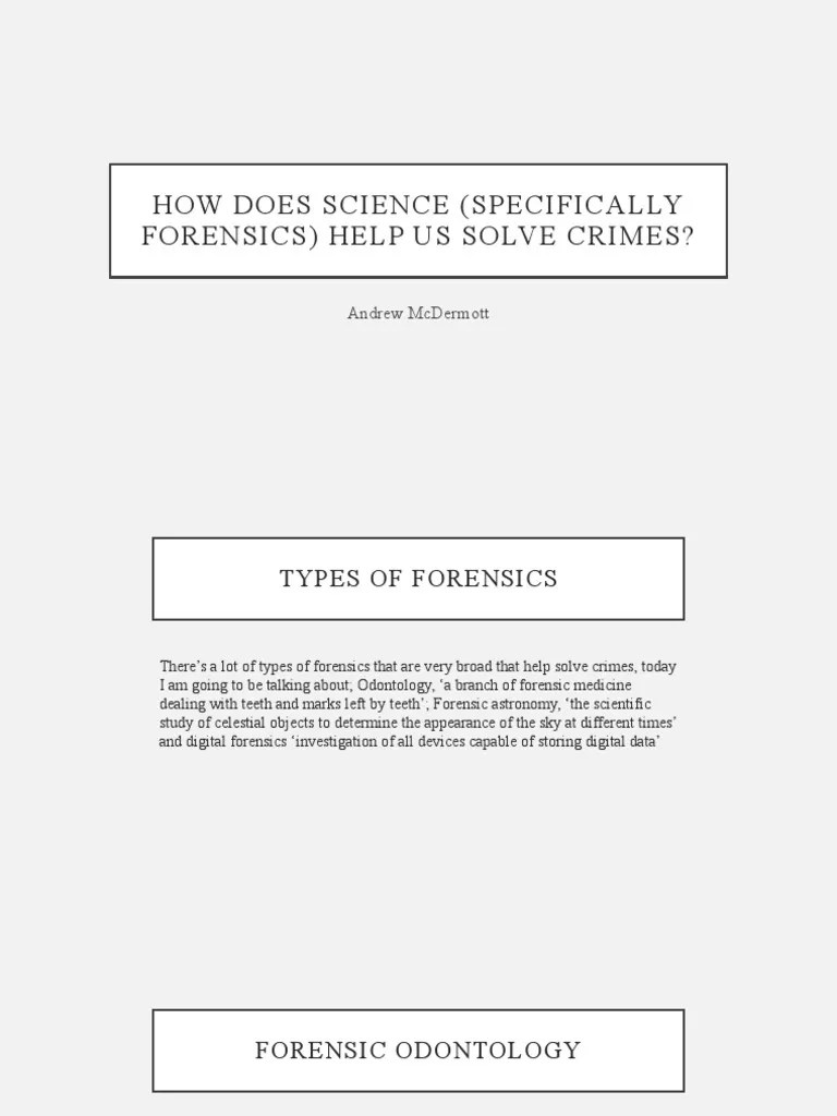 How Does Science (Specifically Forensics) Help Solve Crimes PDF
