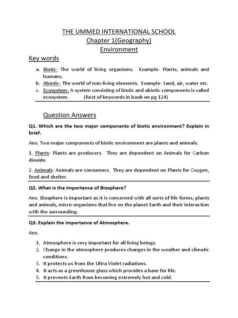 Class 7 Geography Chapter 1 Question & Answers | PDF | Natural