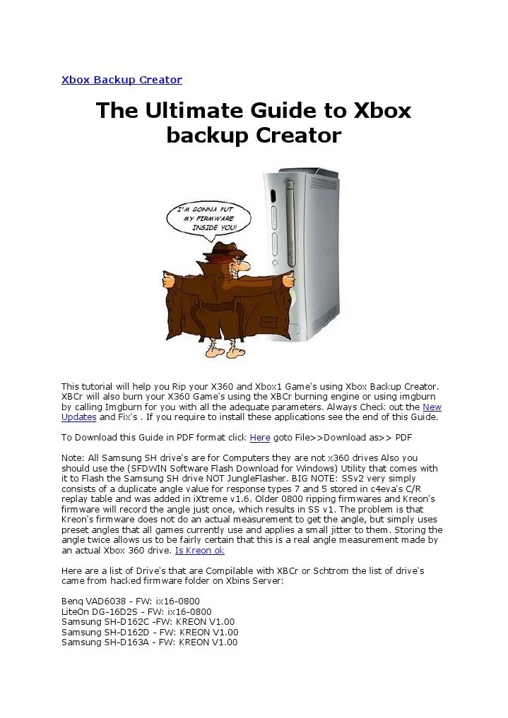 Xbox Backup Creator PDF Dvd Bios
