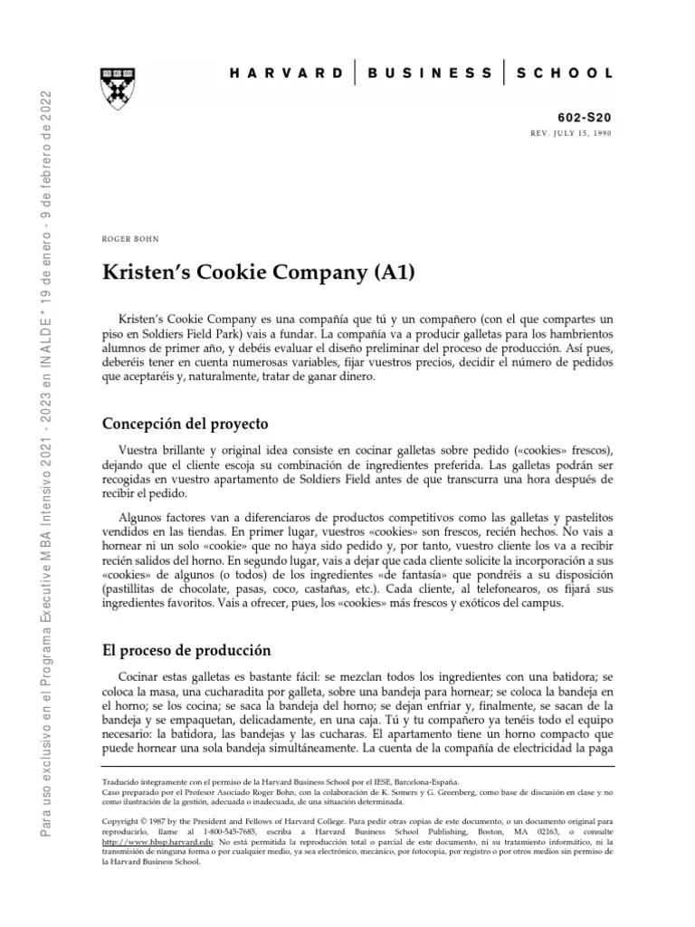 Kristen's Cookie Company (A1) : Concepción Del Proyecto | PDF | Cookie HTTP