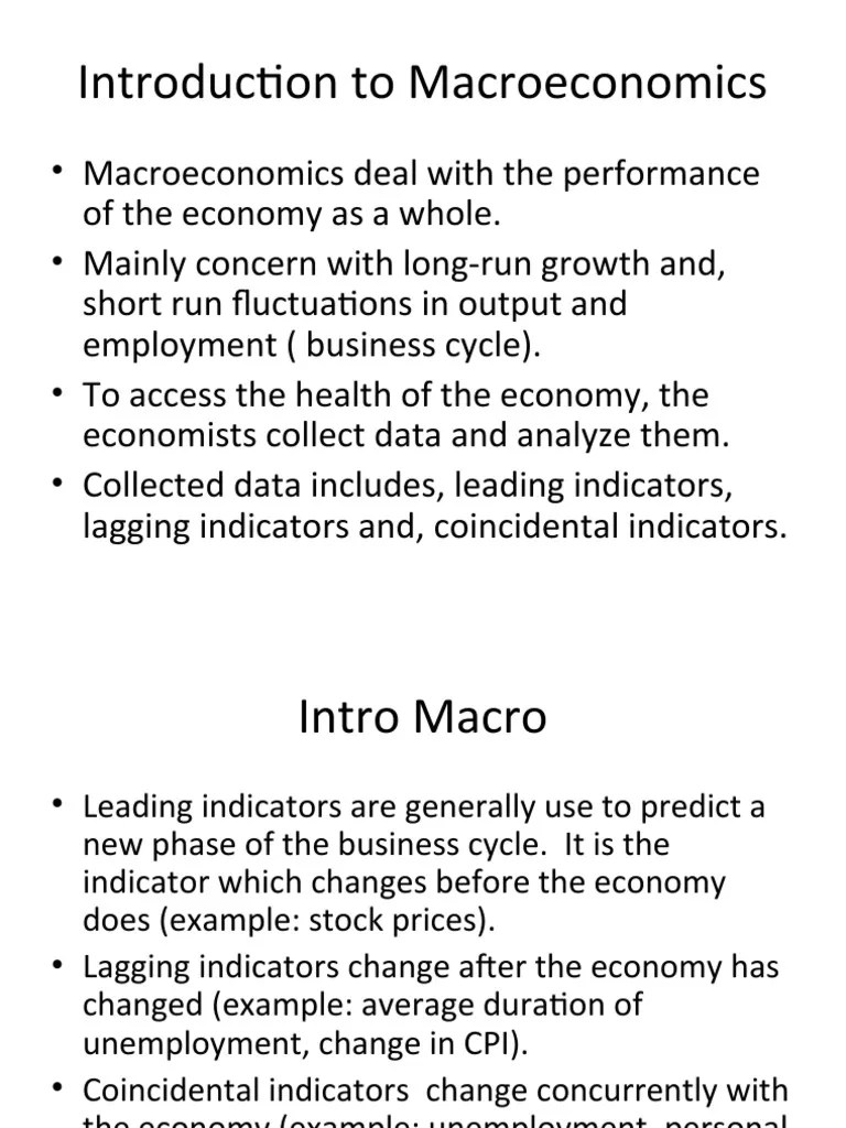 An Introduction to Key Macroeconomic Concepts Measuring Economic