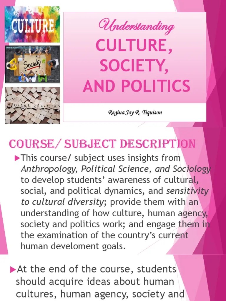 1 Understanding Culture Society and Politics PDF Anthropology Gender