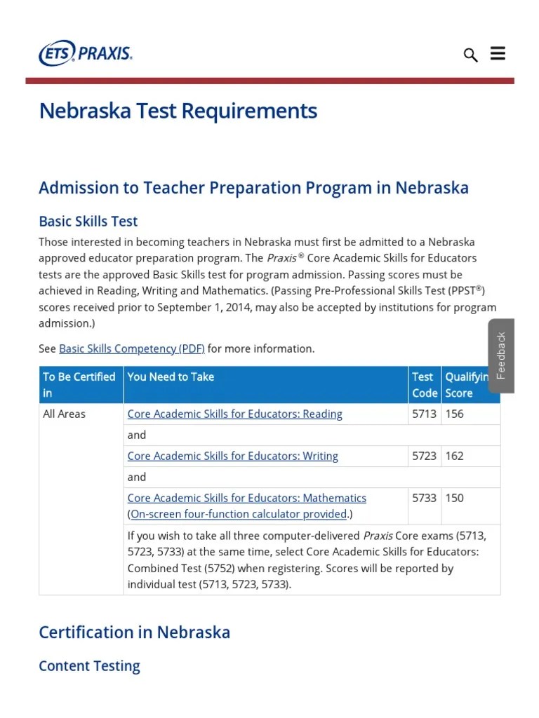 Nebraska Test Requirements PDF Test (Assessment) University And